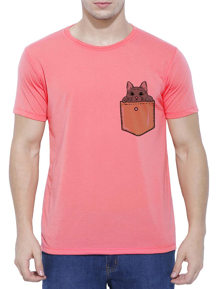 pink cotton chest print t-shirt - 15342295 - Zoom Image - 1