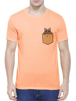orange cotton blend chest print tshirt - 15342297 - Standard Image - 1
