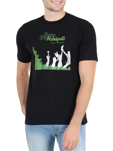 black cotton chest print t-shirt - 15342392 - Very Small Image - 1