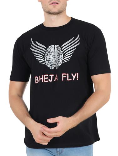 black cotton chest print t-shirt - 15342398 - Very Small Image - 1