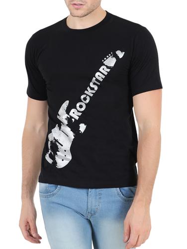 black cotton front print t-shirt - 15342414 - Very Small Image - 1