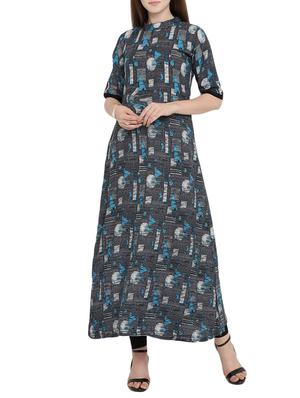 black rayon flared kurta - 15342493 - Standard Image - 1