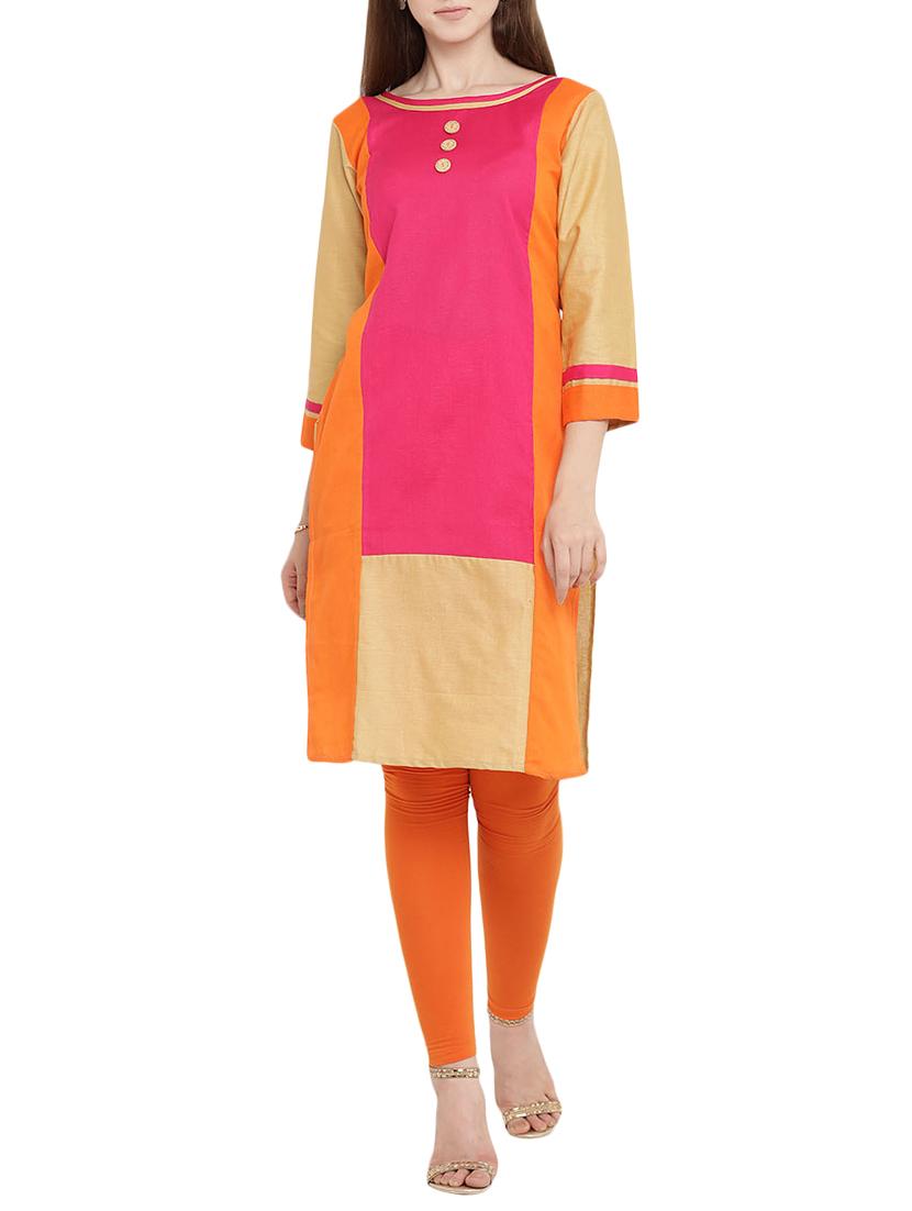 beige rayon straight kurta - 15342501 - Zoom Image - 1