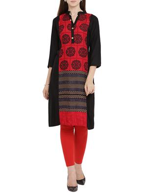 black rayon straight kurta - 15342511 - Standard Image - 1