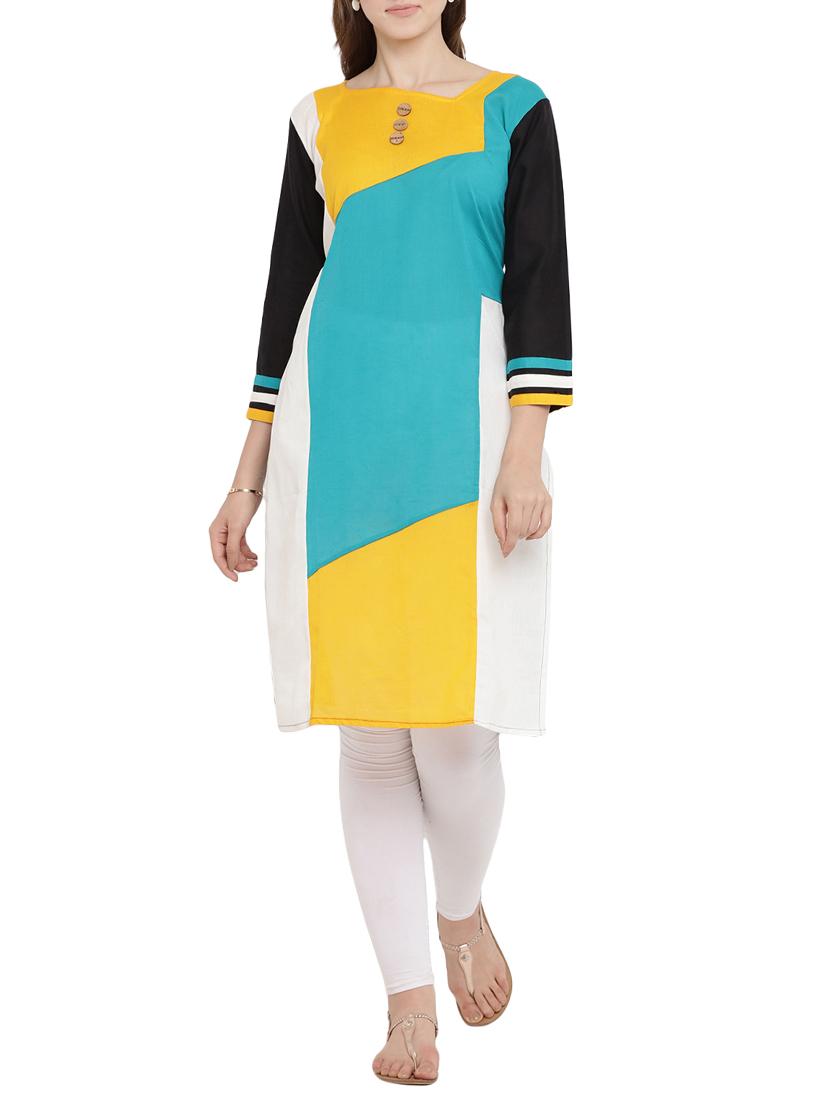 black cotton straight kurta - 15342527 - Zoom Image - 1