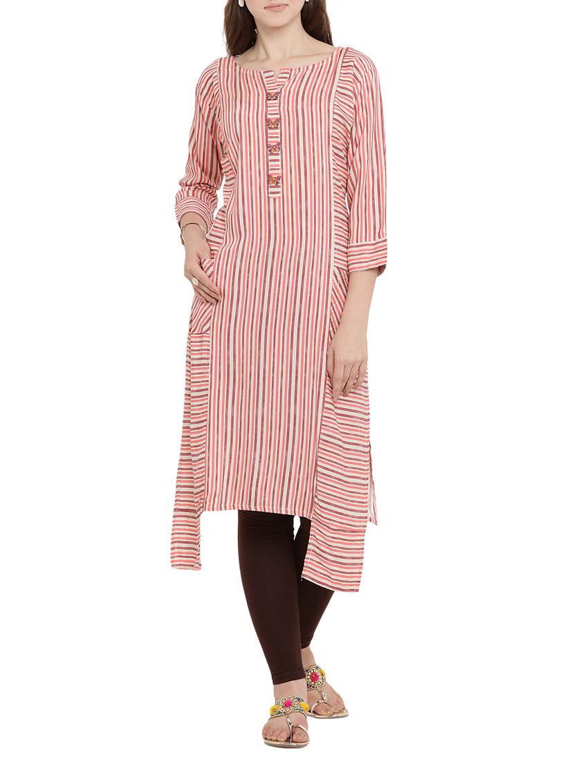 asymmetric stripes kurta - 15342531 - Zoom Image - 1