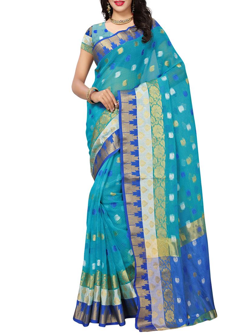Paisley kota doria saree with blouse - 15342656 - Zoom Image - 1