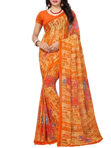 Floral printed saree with blouse - 15342663 - Very Small Image - 1