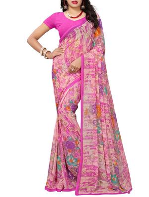 floral printed saree with blouse - 15342672 - Standard Image - 1