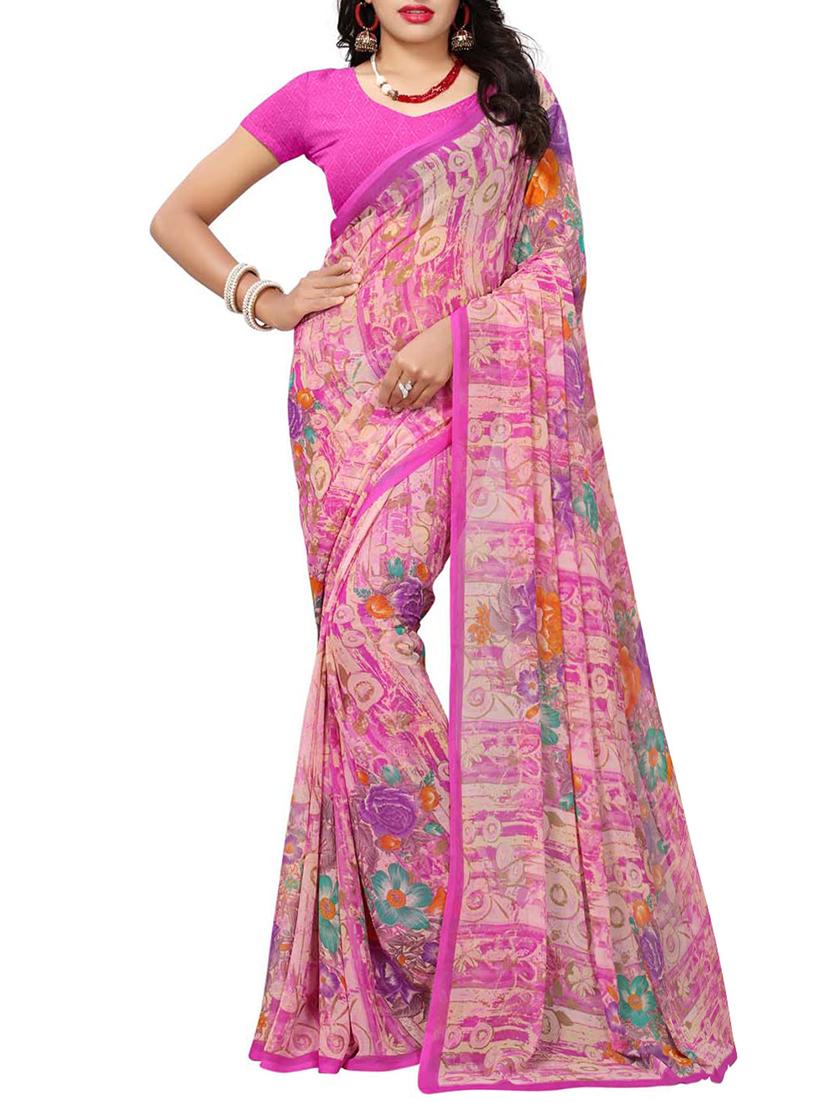 floral printed saree with blouse - 15342672 - Zoom Image - 1