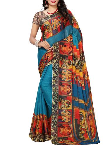 traditional printed saree with blouse - 15342678 - Very Small Image - 1