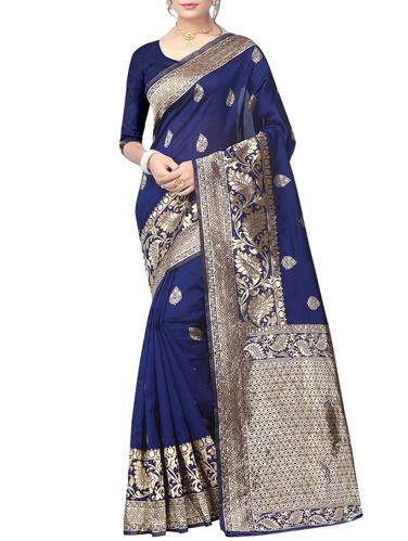 Zari motifs woven saree with blouse - 15342691 - Very Small Image - 1