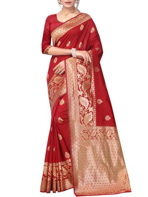 Zari motifs woven saree with blouse - 15342694 - Standard Image - 1