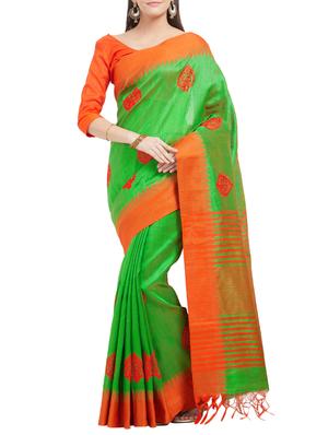 Shamrock green embroidered saree with blouse - 15342708 - Standard Image - 1