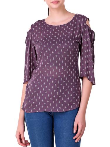 cold shoulder printed top - 15342740 - Very Small Image - 1