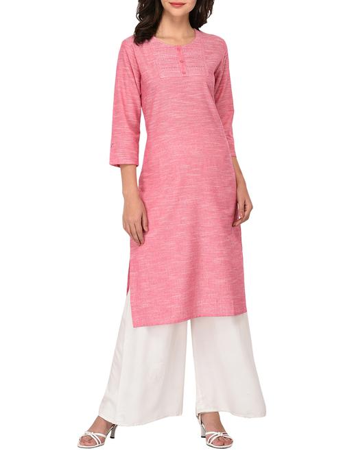 pink embroidered straight kurta - 15342745 - Very Small Image - 1
