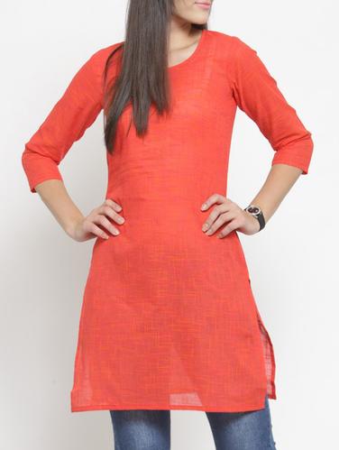 red solid kurti - 15343127 - Very Small Image - 1