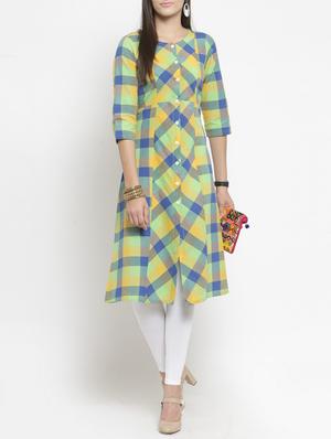 A-line multi checks kurta - 15343132 - Standard Image - 1