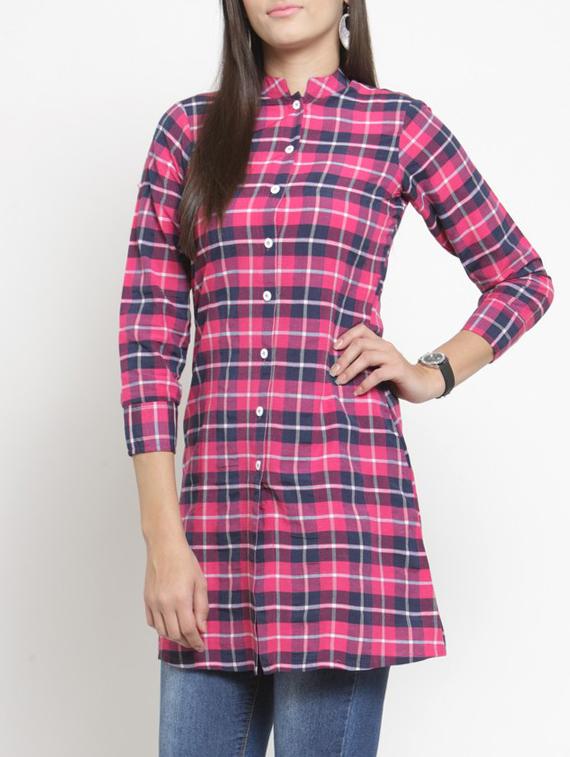 A-line multi checks kurta - 15343134 - Zoom Image - 1