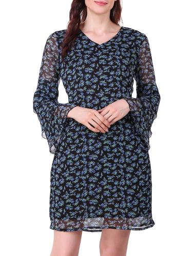 bell sleeved floral sheath dress - 15343141 - Very Small Image - 1
