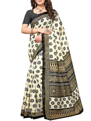 floral bhagalpuri contrast border saree with blouse - 15343264 - Very Small Image - 1
