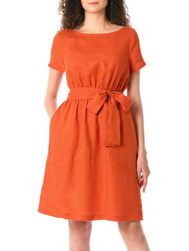 Knotted belted boat neck dress - 15343409 - Very Small Image - 1