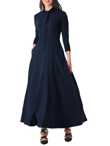 Band tie neck maxi dress - 15343419 - Very Small Image - 1