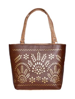 brown leatherette (pu) regular handbag - 15343471 - Standard Image - 1