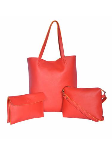 red leatherette (pu) combo tote - 15343498 - Very Small Image - 1