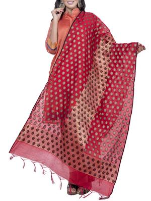 maroon chanderi banarasi dupatta - 15343533 - Standard Image - 1
