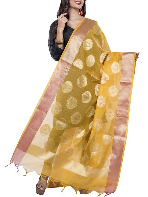 gold cotton banarasi dupatta - 15343550 - Very Small Image - 1