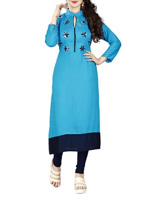 straight mirror work kurta - 15343590 - Standard Image - 1