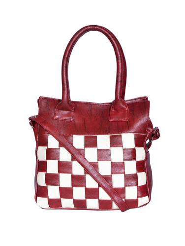 maroon leatherette (pu) regular handbag - 15343613 - Very Small Image - 1