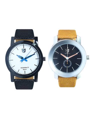 Tesseract White Dial & Black Dial Men's Analogue Watches (SBW001+SBRB007) - 15343859 - Very Small Image - 1