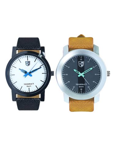 Tesseract White Dial & Black Dial Men's Analogue Watches (SBW001+SBRGB013) - 15343862 - Very Small Image - 1