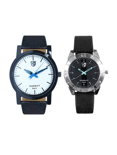 Tesseract White Dial & Black Dial Men's Analogue Watches (SBW001+SBGB021) - 15343866 - Very Small Image - 1