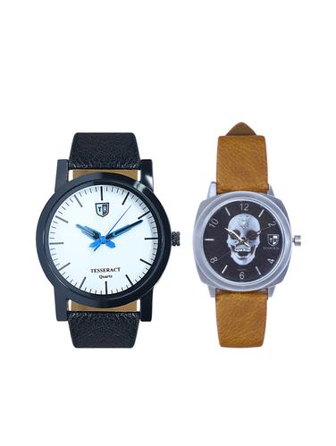 Tesseract White Dial & Black Skull Face Dial Men's & Boy's Analogue Watches (SBW001+UBRSS049) - 15343880 - Very Small Image - 1
