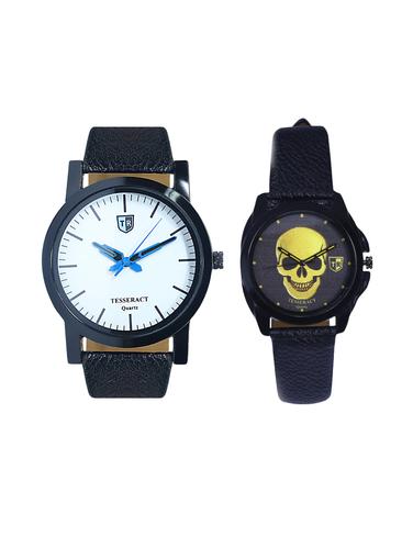 Tesseract White Dial & Black Skull Face Dial Men's & Boy's Analogue Watches (SBW001+UBGS055) - 15343883 - Very Small Image - 1