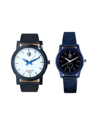 Tesseract White Dial & Black Dial Men's Analogue Watches (SBW001+SBLB063) - 15343887 - Very Small Image - 1