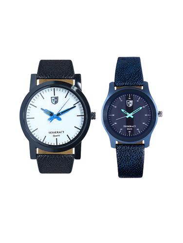 Tesseract White Dial & Black Dial Men's Analogue Watches (SBW001+SBLB065) - 15343888 - Very Small Image - 1