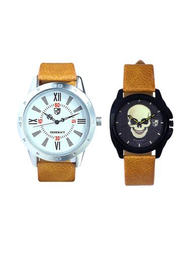 Tesseract White Dial & Black Skull Face Dial Men's & Boy's Analogue Watches (UBRTX005+UBRGS047) - 15343948 - Very Small Image - 1