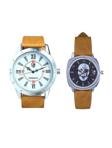 Tesseract White Dial & Black Skull Face Dial Men's & Boy's Analogue Watches (UBRTX005+UBRSS049) - 15343949 - Very Small Image - 1