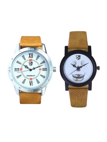 Tesseract White Dial & White Skull Face Dial Men's & Boy's Analogue Watches (UBRTX005+UBRWS057) - 15343953 - Very Small Image - 1