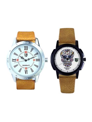 Tesseract White Dial & White Skull Face Dial Men's & Boy's Analogue Watches (UBRTX005+UBRCFS059) - 15343954 - Very Small Image - 1
