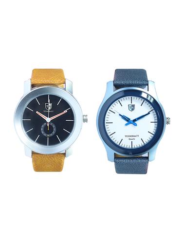 Tesseract Black Dial Men's Analogue Watches (SBRB007+SBLW009) - 15343962 - Very Small Image - 1