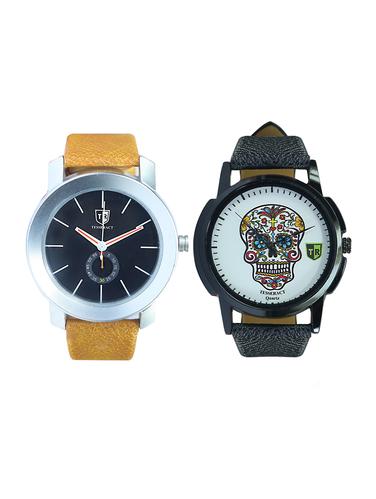 Tesseract Black Dial & Skull Face Men's Analogue Watches (SBRB007+UBCFS023) - 15343969 - Very Small Image - 1