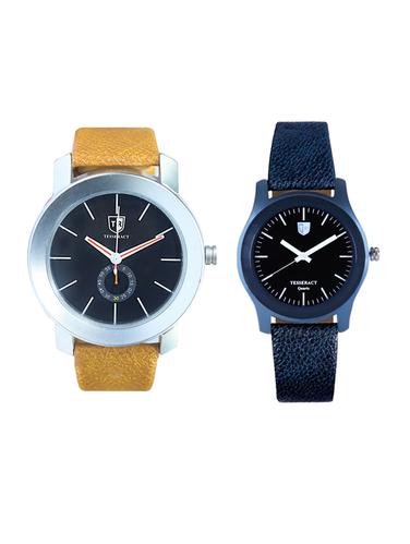 Tesseract Black Dial Men's Analogue Watches (SBRB007+SBLB067) - 15343991 - Very Small Image - 1