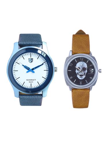 Tesseract White Dial & Black Skull Face Dial Men's & Boy's Analogue Watches (SBLW009+UBRSS049) - 15344014 - Very Small Image - 1