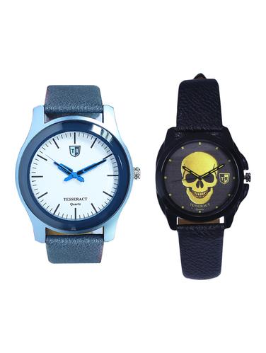 Tesseract White Dial & Black Skull Face Dial Men's & Boy's Analogue Watches (SBLW009+UBGS055) - 15344017 - Very Small Image - 1
