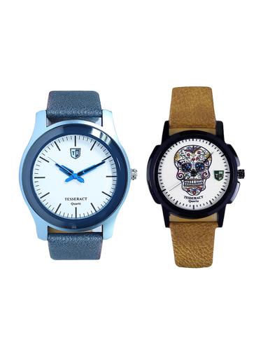 Tesseract White Dial & White Skull Face Dial Men's Analogue Watches (SBLW009+UBRCFS059) - 15344019 - Very Small Image - 1